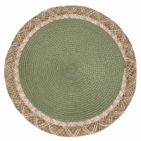 15" Round Green and Jute Nattura Placemat