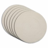 15" Round White Boucle Placemat