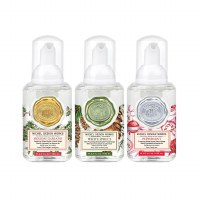 Set of Three 4.7 Oz Holiday Garland, White Spruce, and Peppermint Fragrance Foaming Hand Soaps