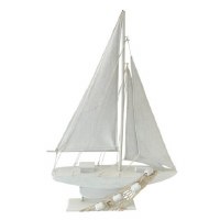24" White Wood Sailboat