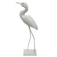 30" White Egret Polyresin and Metal Statue