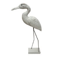 20" White Egret Polyresin and Metal Statue