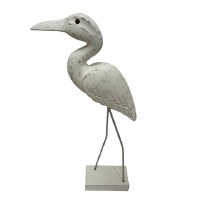 15" White Egret Polyresin and Metal Statue