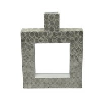 16" White Square With a Hole capiz Vase