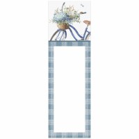 9.5" x 2.75" Blue Floral Bike Magnetic List Pad