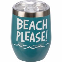 12 Oz "Beach Please!" Stainless Steel Insulated Tumbler