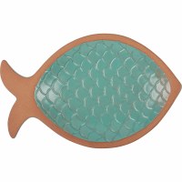 9" Blue Terracotta Fish Shape Tray