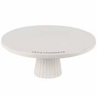 11" Round "Let's Celebrate" Ceramic Cake Stand