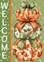 18" x 13" Mini "Welcome" Orange and Green Pumpkins Flag