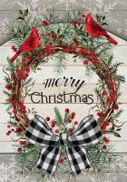 18" x 13" Mini "Merry Christmas" Berry Wreath Flag