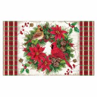18" x 30" Cardinals in a Wreath Chrisstmas Doormat