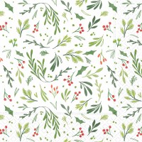 6.5" Sq Festive Greenery Lunch Napkins