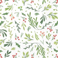 5" Sq Festive Greenery Beverage Napkins