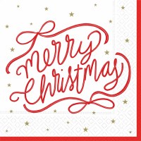 6.5" Sq Red "Merry Christmas" Lunch Napkins