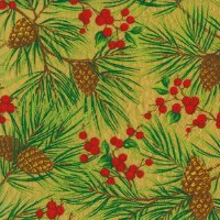 5" Sq Pine Berry Gold Beverage Napkins