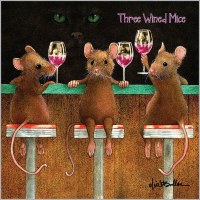 5" Sq Three Wined Mice Beverage Napkins
