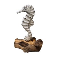10" Whitewash Seahorse on Driftwood Base