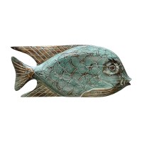 20" Aqua and Brown Wood Fish