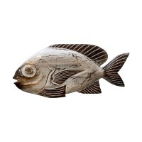 20" Whitewash Brown Wood Fish