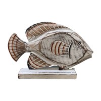 9" Whitwash Brown Wood Fish