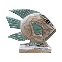 6" Whitewash Green Wood Fish