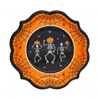 Pack of 8 8" Halloween Skeleton Paper Plates