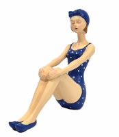 8" Royal Blue Beach Lady With Hands on Knees
