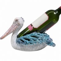 11" Blue Openwork Pelican Polyresin Bottle Holder