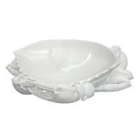 13" White Crab Polyresin Dish