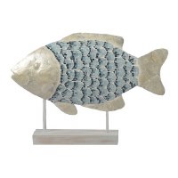 26" Blue Mosaic Capiz Fish on Base