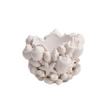 8" Antiqued White 3D Shell Ceramic Pot