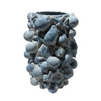 16" Blue 3D Shell Ceramic Vase