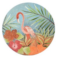 30" Round Multi Color Flamingo Scene Plaque
