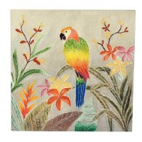 24" Sq Multi Color Parrot Scene Plaque