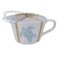 10" Blue and White Turtle Mixing Bowl With Whisk