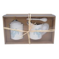 Set of Blue and White Turtle Sugar & Creamer