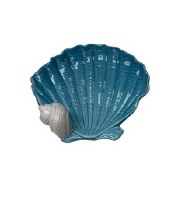 6" Blue Scallop Ceramic Dish With Shell