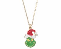 18" Gold Toned and Green Grinch Christmas Necklace