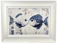 24" x 32" Smooch Fish Gel Textured Coastal Print in White Frame