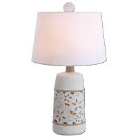 24" Distressed White Coastal Sand Dollars Nightlight Table Lamp