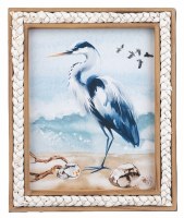 12" x 10" Blue Heron With Birds Coastal Print Framed