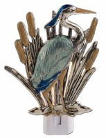 5" Silver and Blue Coastal Heron Night Light