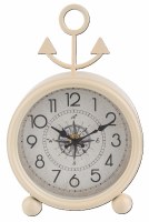 9" Beige Coastal Anchor Sitting Clock