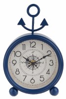 9" Dark Blue Coastal Anchor Sitting Clock