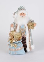 18" LED Light Blue and Silver Santa Statue