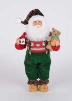 18" Red and Green Cozy Santa Statue