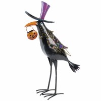 17" Metal Raven With Purple Hat