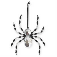 5" Clear and Black Spider Ornament