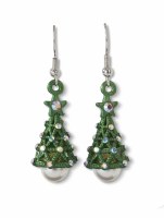 Green Bling Tree Earrings