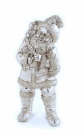 11" Antiqued Silver Santa With Feet Apart